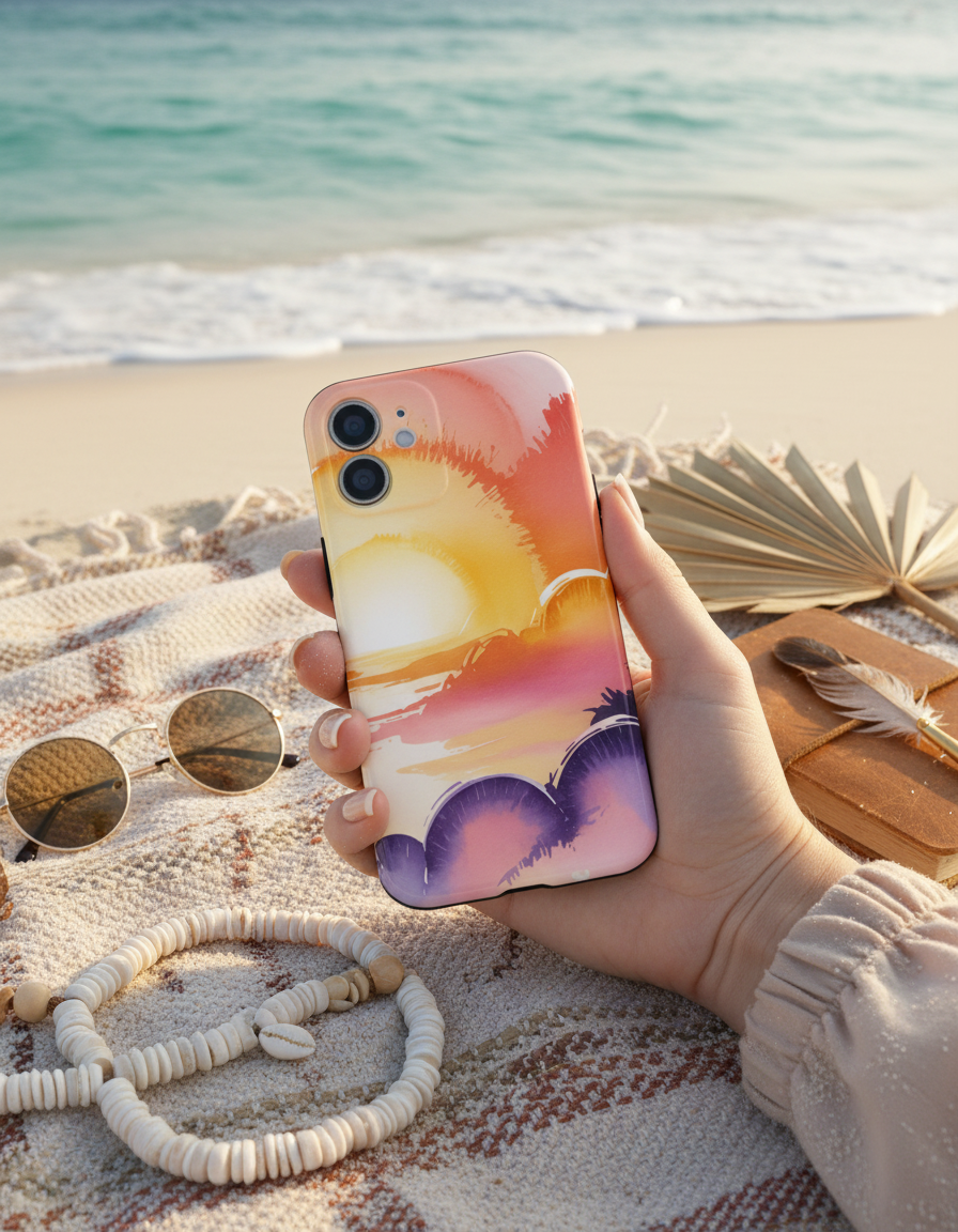 Sunset Beach Phone Case — Tough Magnetic Protective Case with Tropical Sunset Design