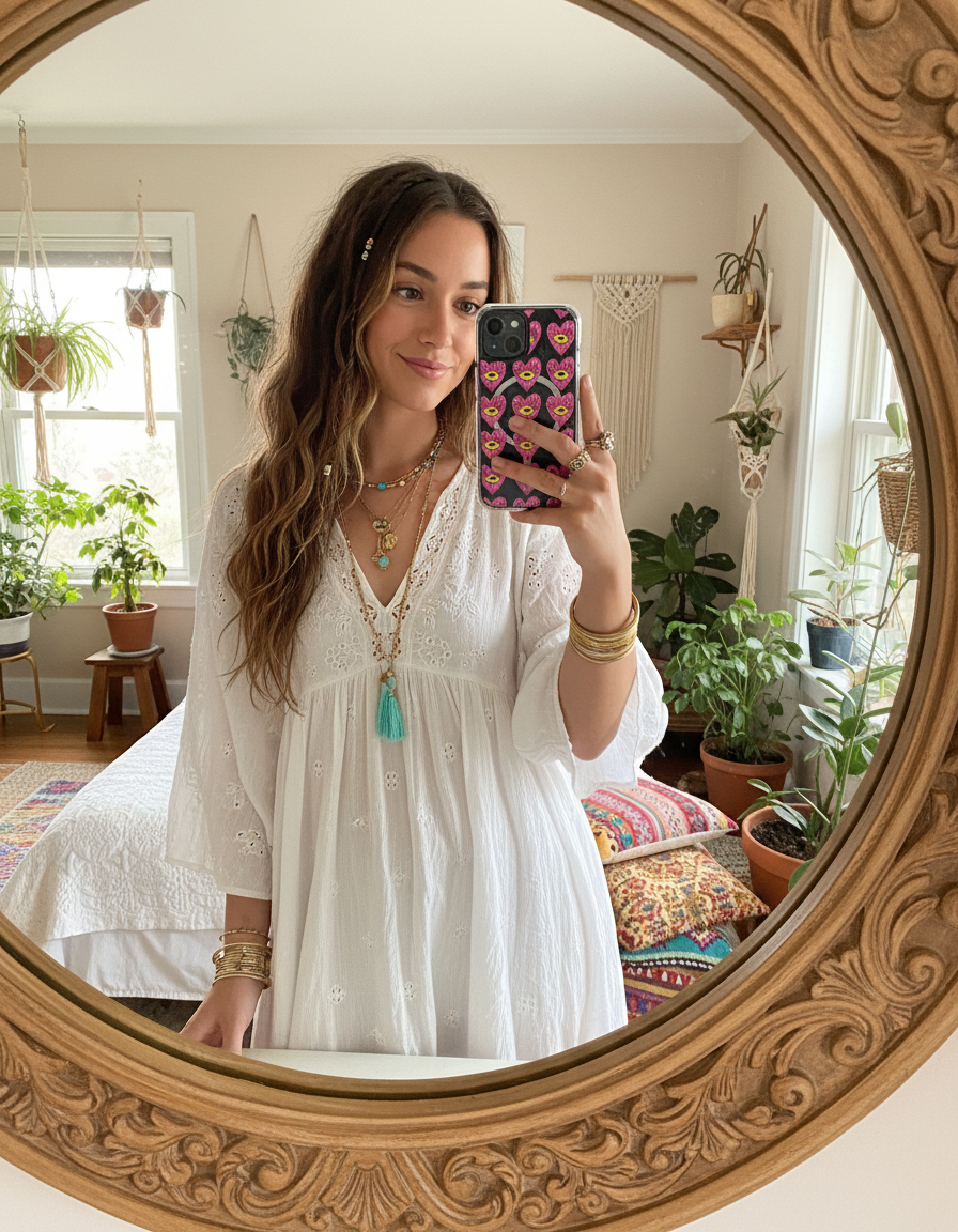 Clear Magnetic Phone Case — Pink Heart Eyes Pattern