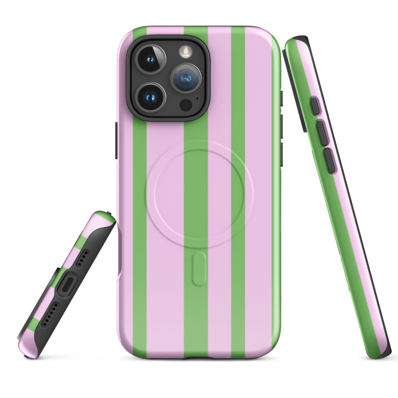 Soft Pink Green Stripe Phone Case - Gentle Pastel Design