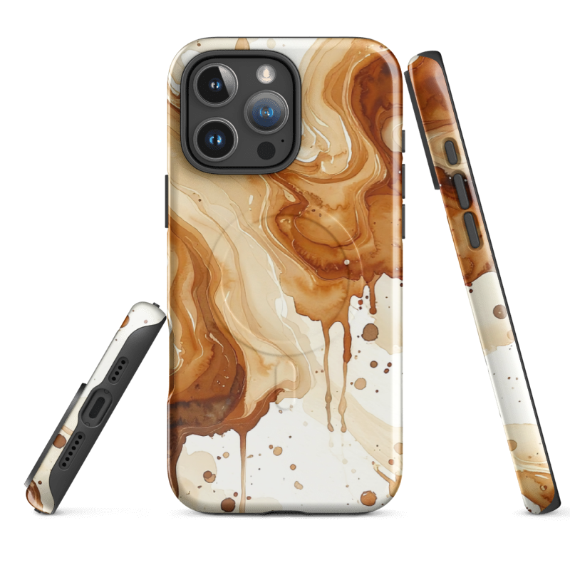 Coffee Swirl Phone Case - Brown Drip Pattern Caffeine Lover Design