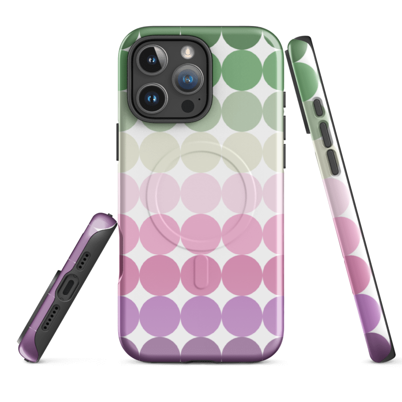 Tan Green Purple Polka Dot Phone Case - Retro Pattern Protective Cover