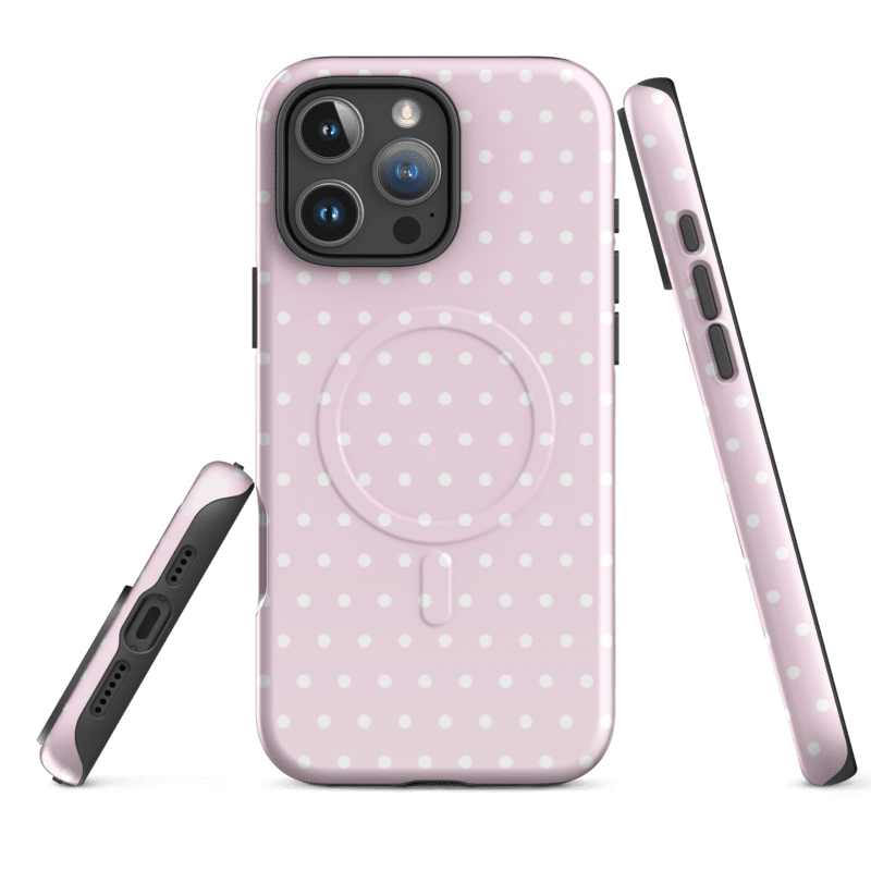Soft Pink Polka Dot Phone Case - White Dots Cute Feminine Protection