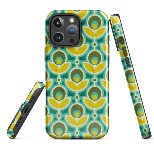 Art Deco Retro Flower Phone Case | Yellow Blue Green | Wild Root Cases