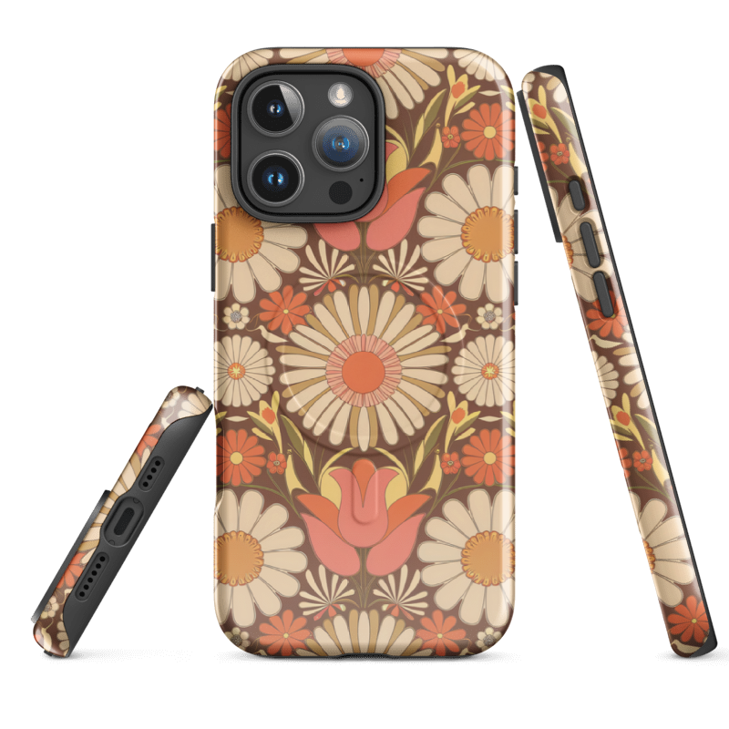 Wild Root Cases: Retro Bloom - Vintage Pink Floral & Daisy Cell Phone Case
