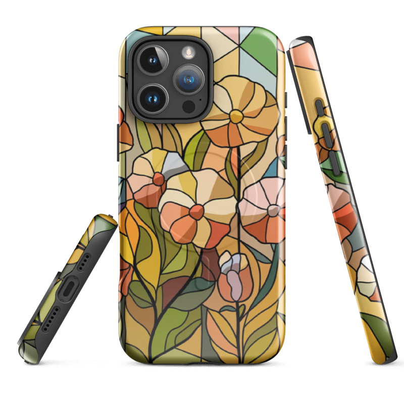 Faux Stained Glass Floral Clear iPhone Case - Vibrant & Protective