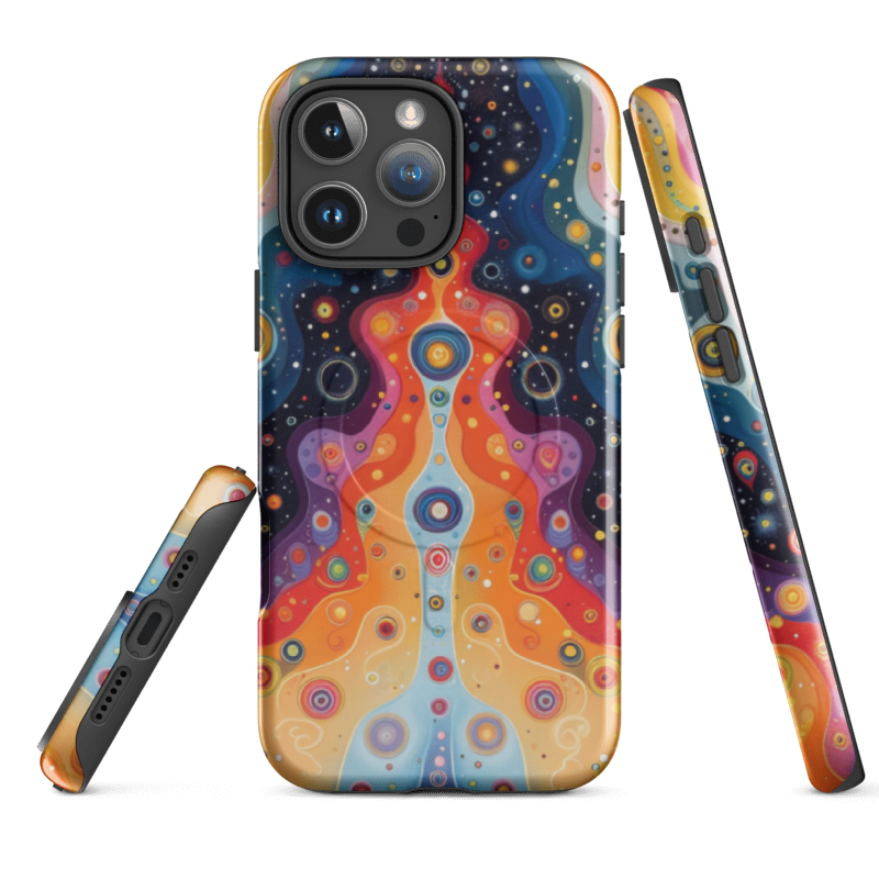 Abstract Psychedelic Art iPhone Case – Colorful Cosmic Aesthetic Case | Wild Root Cases