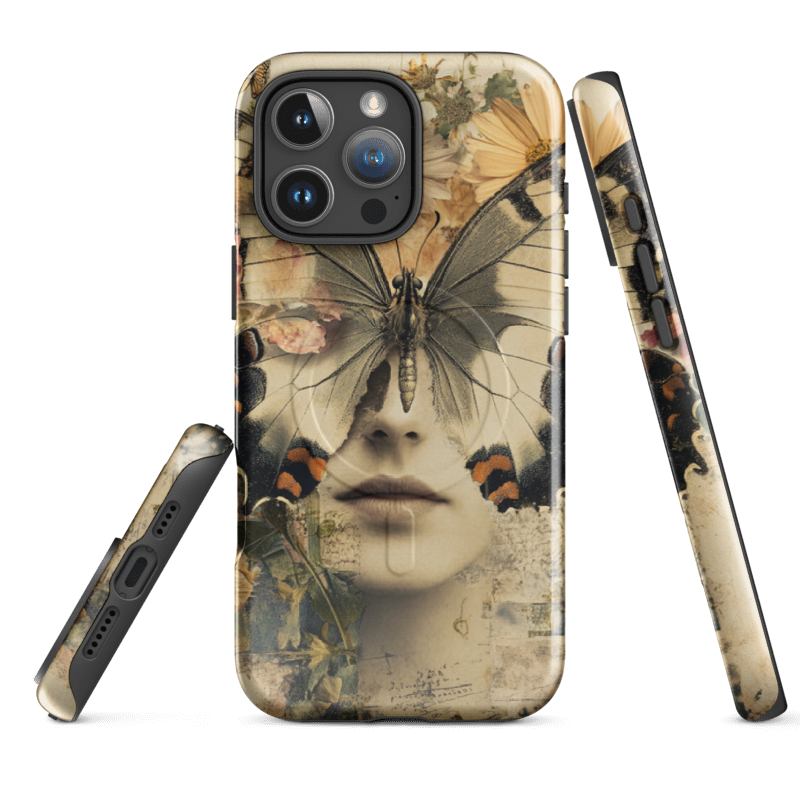 Vintage Butterfly Collage Phone Case – Floral Surreal Art Protective Case | Wild Root Cases
