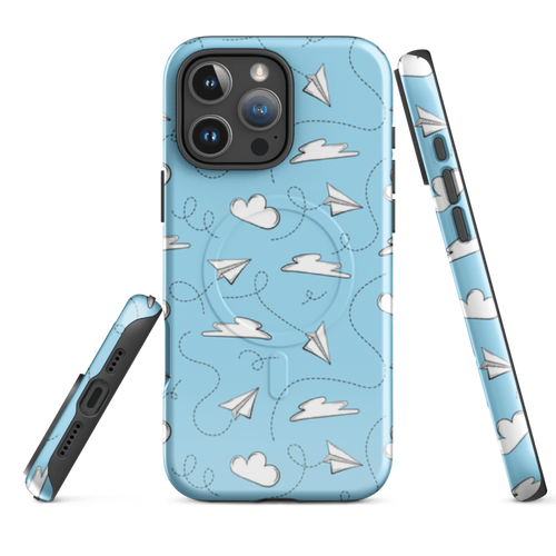 Blue Sky Clouds Paper Airplane iPhone Case - Wild Root Cases