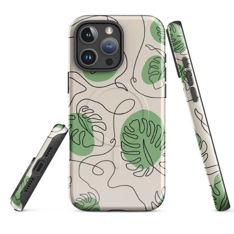 Botanical Leaf iPhone Case - Minimal Green Nature Design | MagSafe