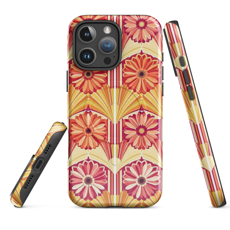 Retro Pink Orange Floral iPhone Case for iPhone 17 16 15 14 | Wild Root Cases