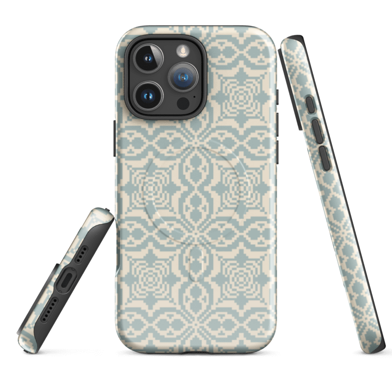 Blue Lace iPhone Case - Soft Faux Lace Design | Protective MagSafe